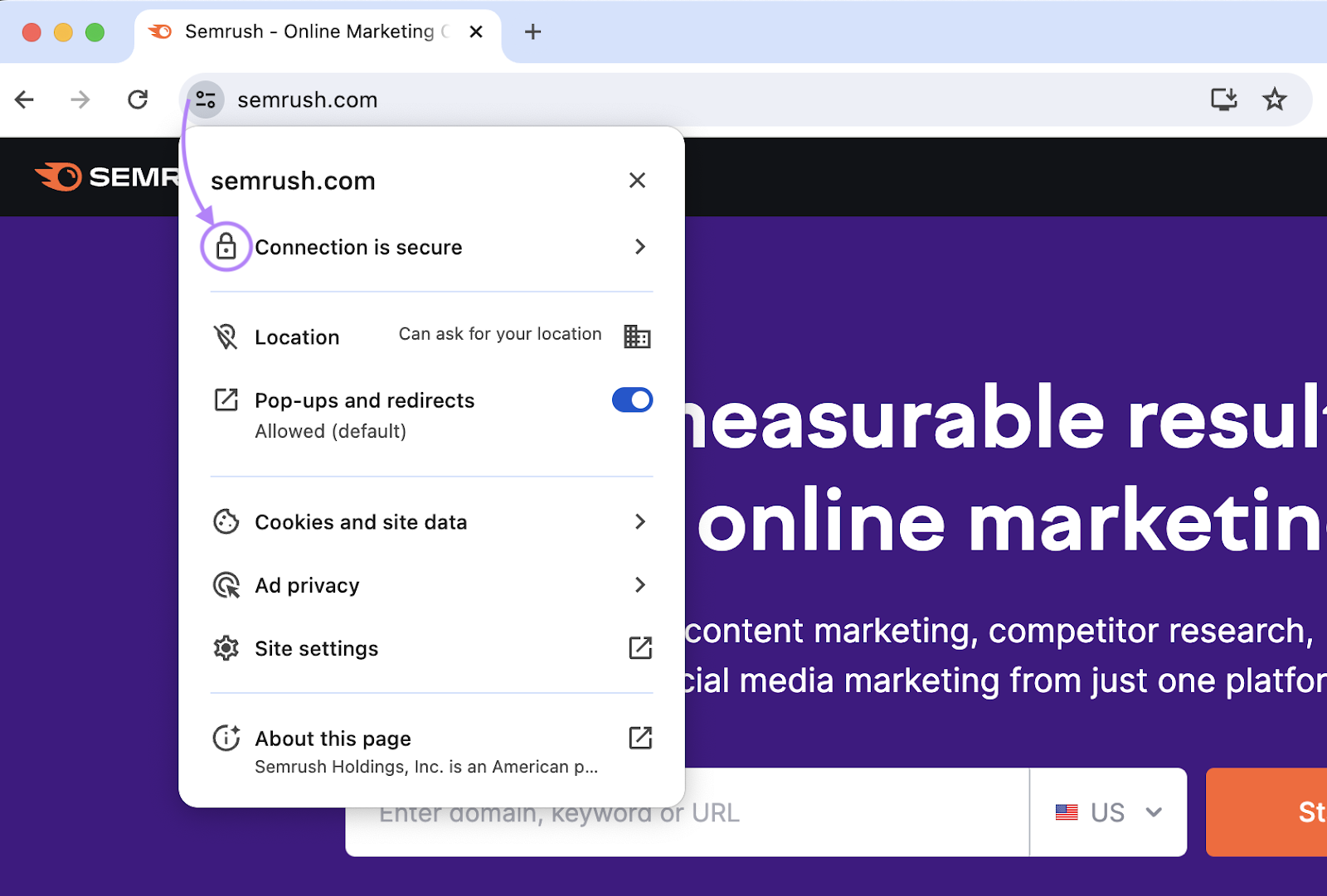 "Connection is secure" padlock next to the "sr03.toolsmoji.pk" in the browser’s address bar