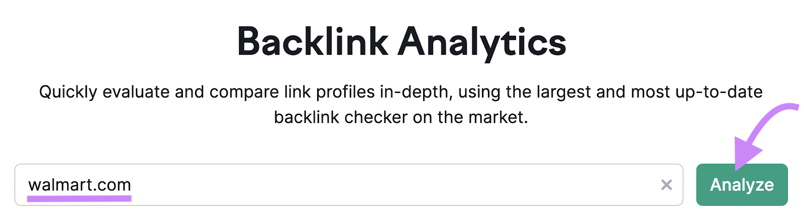 "walmart.com" entered into the Backlinks search bar