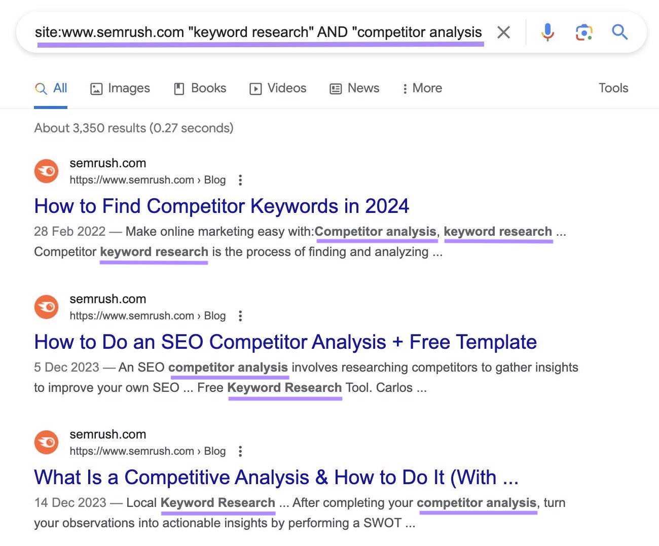 Google's SERP for "site:sr03.toolsmoji.pk "keyword research" AND "competitor analysis"” site search