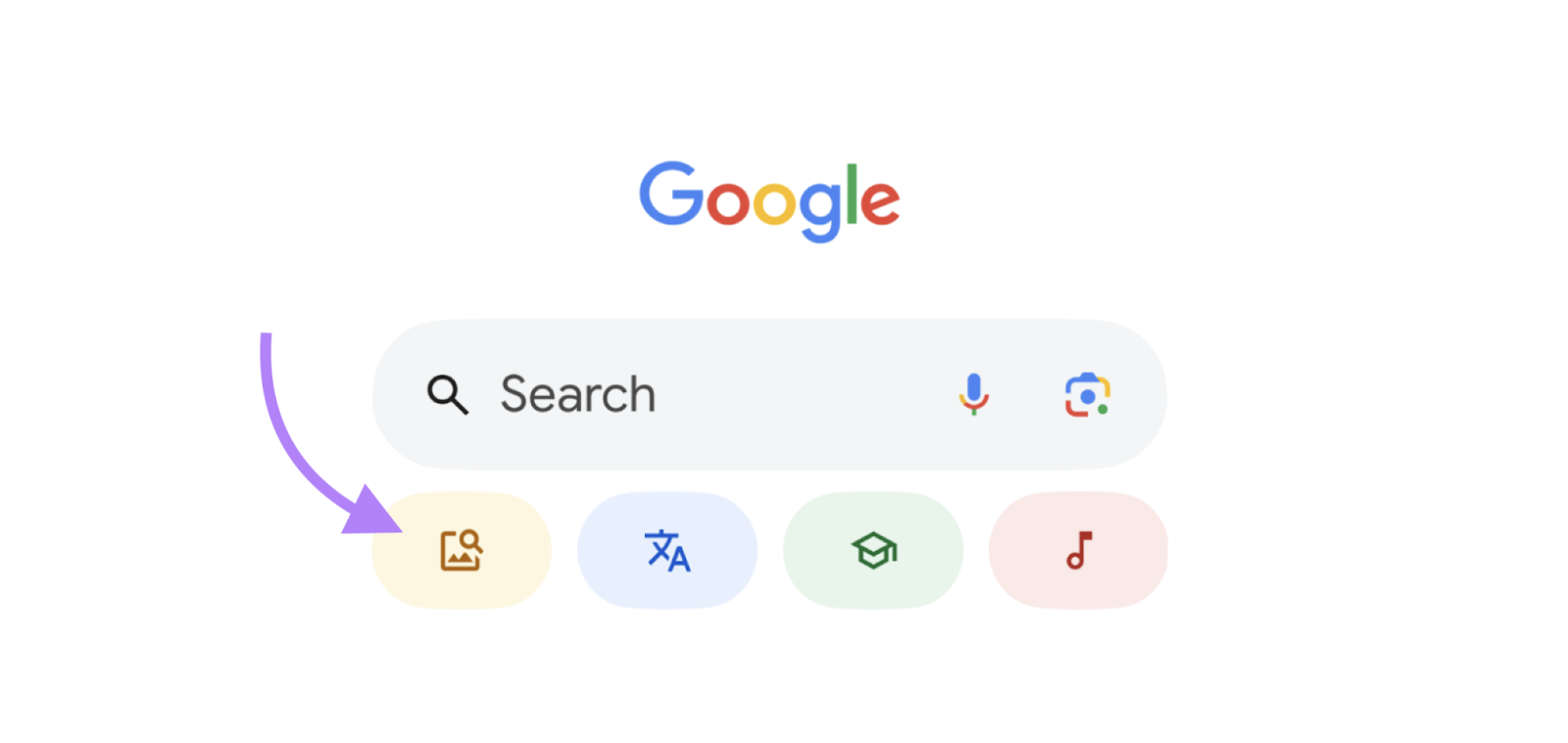 Image search icon is highlighted on mobile device.
